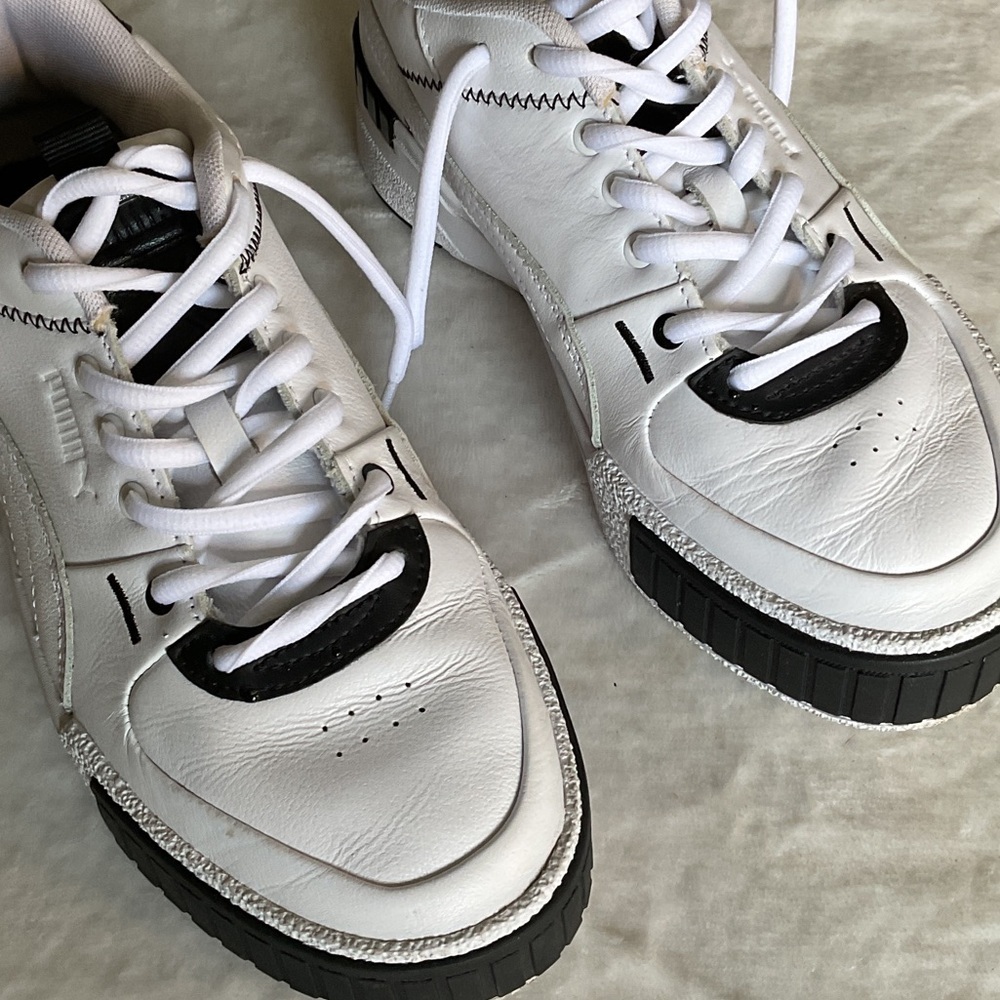 Puma White and Black cali platform